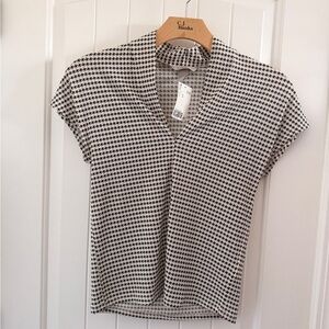 H&M Black and White Houndstooth Blouse